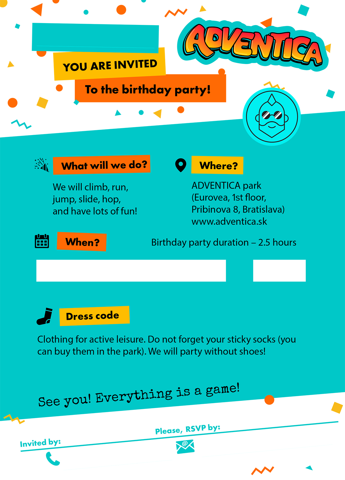 Adventica birthday invite - emerald